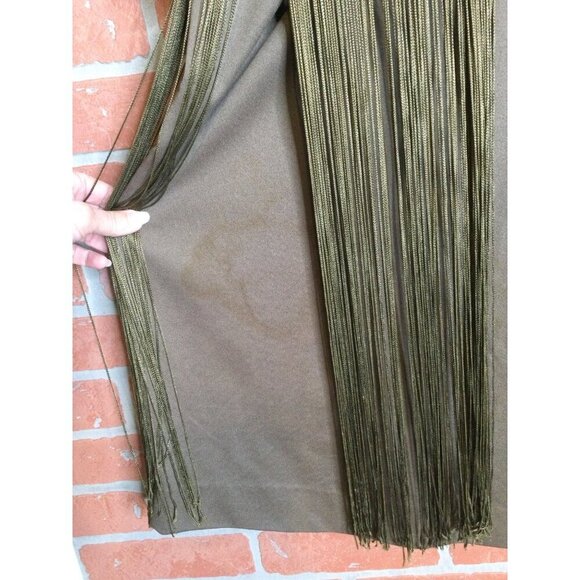 Vintage Lilli Diamond Women's Turtleneck Knit Fringe Dress Brown Size 10 - Picture 6 of 8